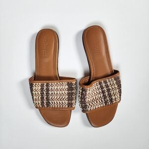 J. McLaughlin Liana Jute Straw & Leather Sandals Slides - 7